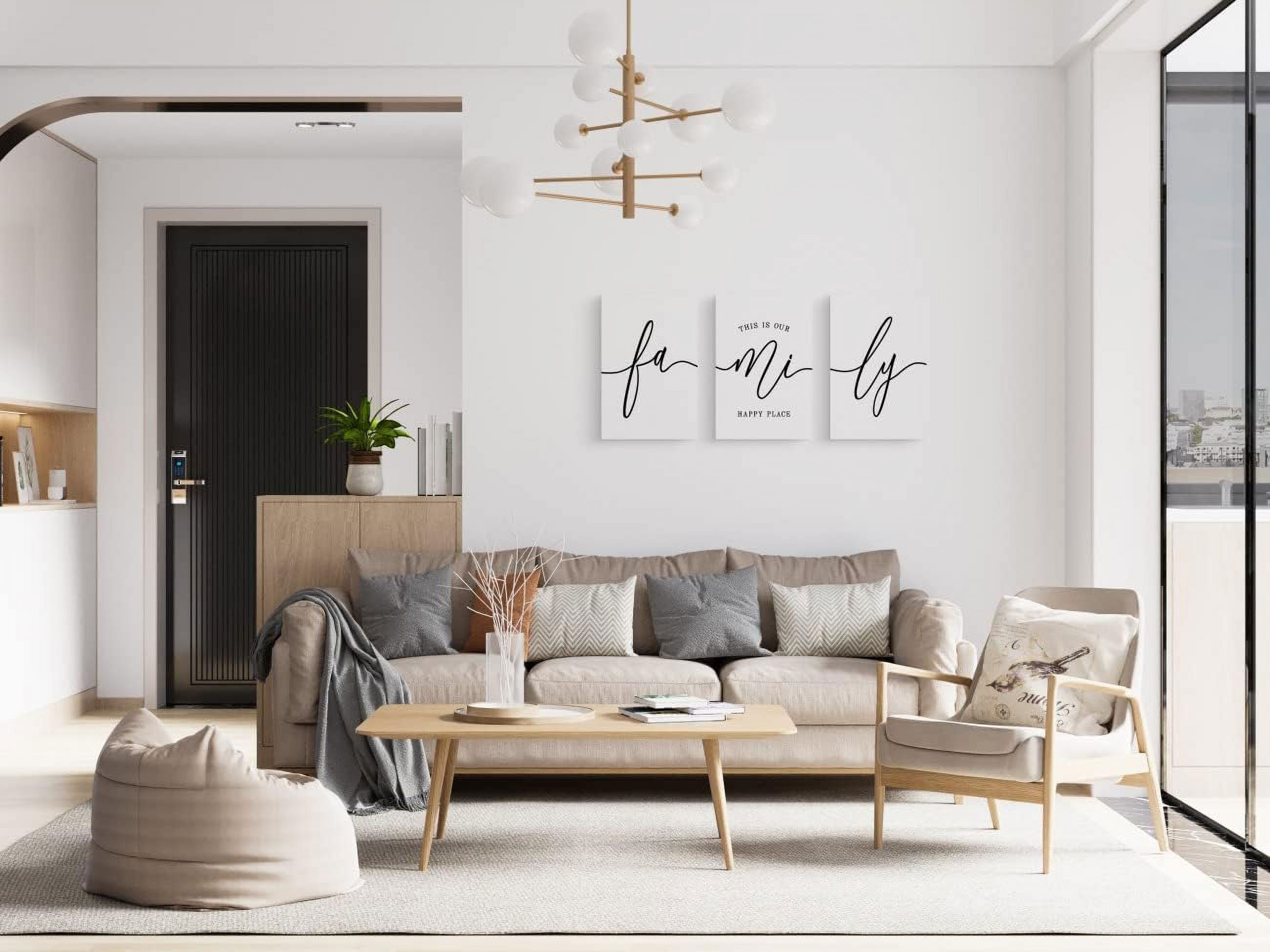 Family Wall Decor Home,Love Art Set of 3 Dining Room Modern Bedroom Decor, Living Signs for Home Office Hanging 12''''x16'''', Black and White 006