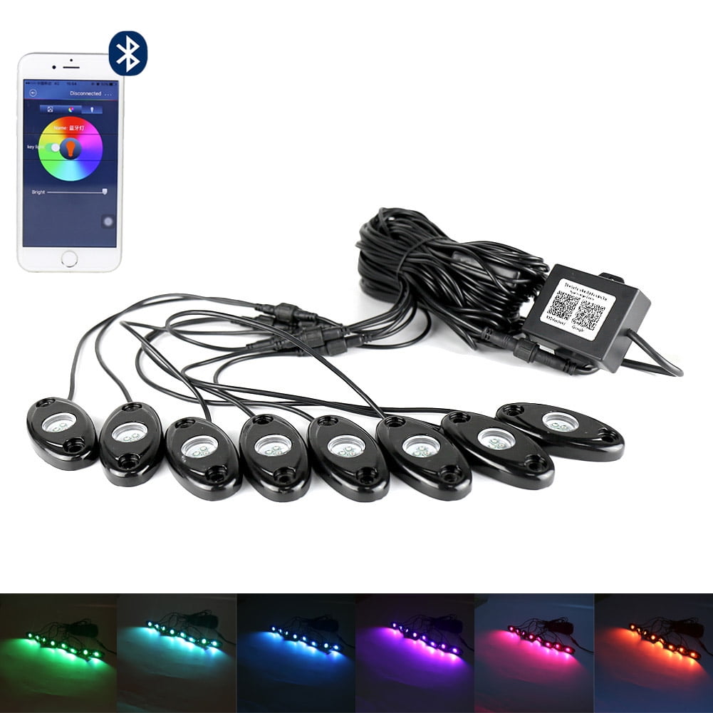 NS Automative RGB Led Rock Light Kits, LED Underglow Lighting Kit, Timing & Music Mode, For Off-Road, Trucks, Cars, UTV, ATV, SUV, RZR Etc
