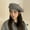 Gray, variant on Version Spring and Autumn PU Leather Beret Women Face Small Fashion Painter Hat Sweet Versatile Big Version Pumpkin Cap