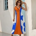thumbnail image 5 of Blue And Orange Womens Night Club Maxi Dress V Neck Sleeveless Bohemia Long Dresses, 5 of 9