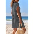 thumbnail image 4 of Merokeety Summer Rompers for Women Casual V Neck Shorts Overalls Loose Fit Onesie with Pockets Charcoal l, 4 of 5