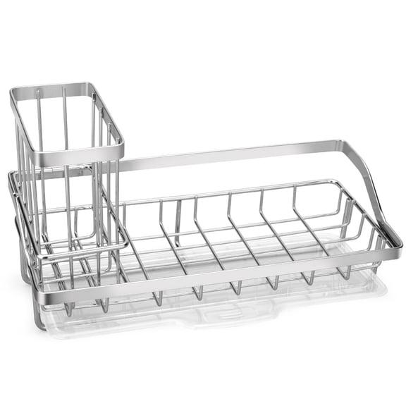 GYDEK Sink Caddy, Kitchen Sink Organizer with Drain Tray, Stainless Steel Rustproof