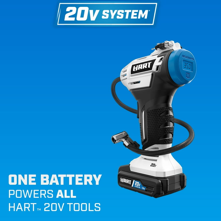 HART 20 Volt Cordless Inflator and LED Light Kit 1 1.5Ah Lithium Ion Battery