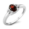 thumbnail image 2 of 925 Sterling Silver 6X4mm Oval Garnet Solitaire Women Valentines Day Gifts Ring, 2 of 3