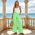 thumbnail image 5 of Edvintorg Pants for Women Plus Size Fashion Striped Elastic Waisted Casual Loose Wide Leg Trousers with Pockets Womens Clothes Mint Green M, 5 of 7