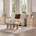 thumbnail image 6 of Kadyn Large Bedside Table with Fluted Drawers, 22 Inch Wide Nightstand with Charging Station for Bedroom, Oak, 6 of 9