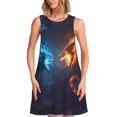 thumbnail image 1 of Fotbe Red And Blue Fire Dragon C Vestido de Verano sin Mangas para Mujer – Vestido Midi Línea A, Estilo Camiseta Floral, Vestido Playero Casual y Fluido, 1 of 7