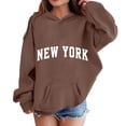 thumbnail image 6 of NEBWOAK Little Girls Hoodie, Brown Fleece Pullover Sweatshirt Long Sleeve Varsity Print,Size 7-8T, 6 of 6