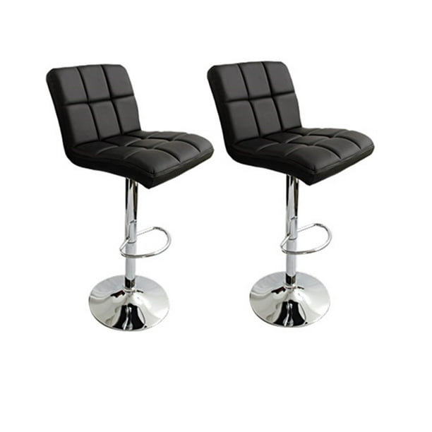 Set dos piezas banco bara barra color negro giratorio altura ajustable tapizado en material PU Acolchonado SKU SET335B NEGRO Euroluce Contemporary Design Vanguardista