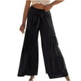 thumbnail image 1 of Palazzo Pants for Women Casual Solid Color Wide Leg Pants Elastic Waist Drawstring Ankle-Length Long Trousers, 1 of 7