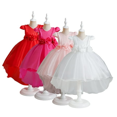 

Godderr Girls Princess Tutu Dress with Train for Kids Toddler 4-12y Hostess Wedding Gowns Handmade Tulle Evening Party Dresses Princess Birthday Outfit Sleeveless Performance Outfit