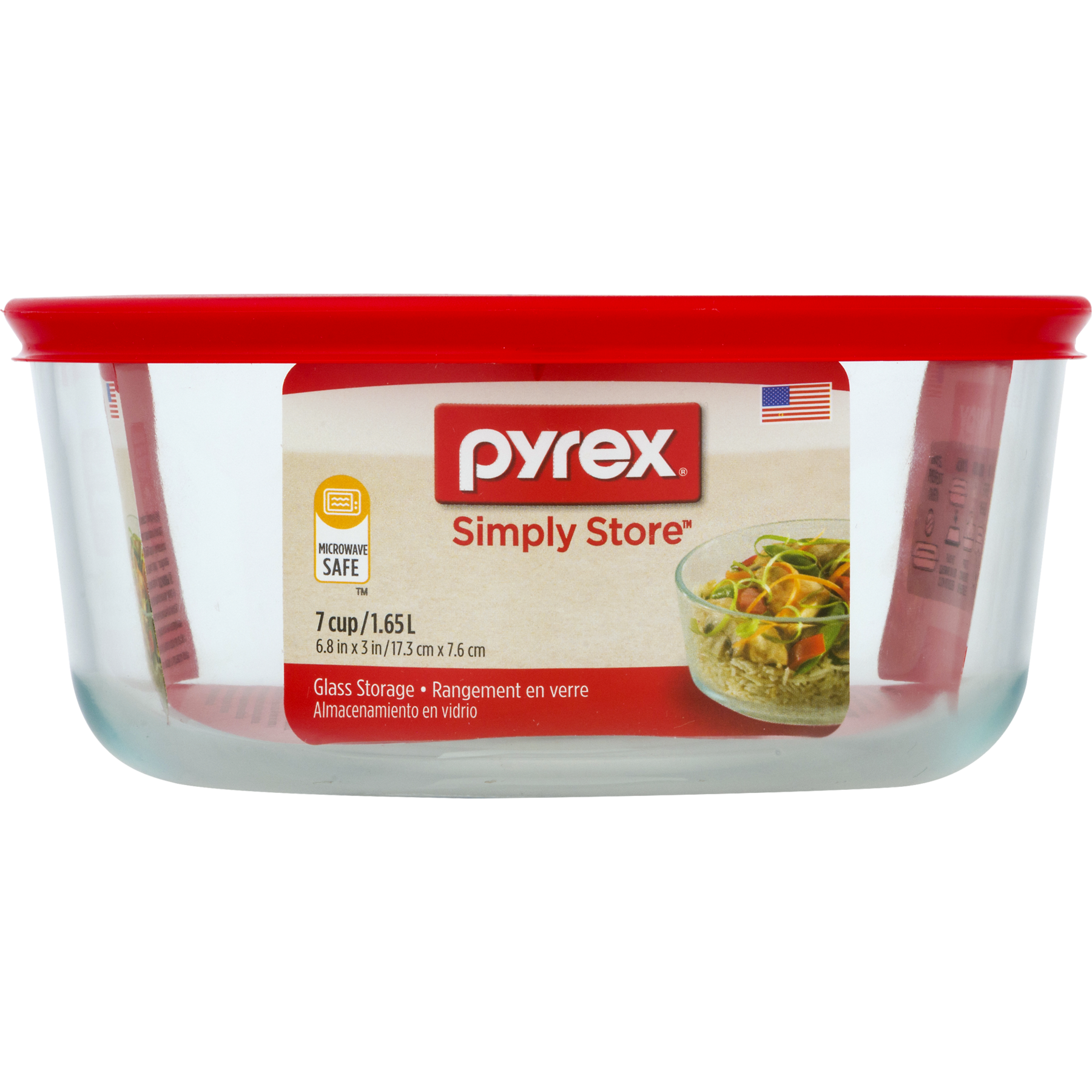 Pyrex Simply Store 7-Cup Glass Food Storage Container, Red photo 2