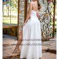 thumbnail image 2 of Vestidos de dama de honor largos de color rosa, vestido de fiesta de graduación con tirantes finos y escote en V transparente, vestido de invitados de boda sin espalda con abertura 2025, 2 of 5