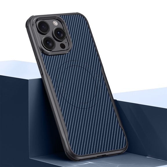 Fiber Texture Case for iPhone 13 Pro Max, Kevlar Aramid Fiber Texture Magnetic Case, Shockproof Protective Back Cover Mag-Safe Wireless Charging Phone Case for iPhone 13 Pro Max, Darkblue