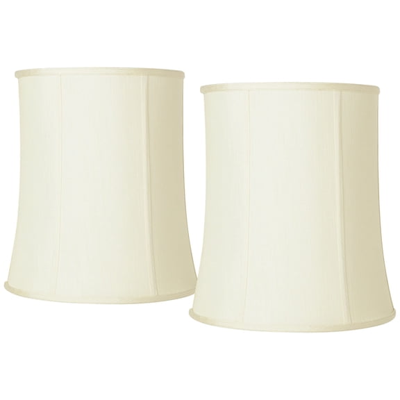 Imperial Shade Set of 2 Tall Drum Lamp Shades Cream Medium 12" Top x 14" Bottom x 16" High Spider with Harp and Finial Fitting