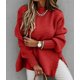 thumbnail image 1 of Suéter de punto con abertura lateral y cuello medio alto de color sólido para mujer de Europa y América de invierno, 1 of 6