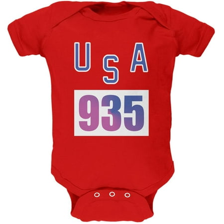 Team Bruce Jenner USA 935 Olympic Costume Red Soft Baby One Piece