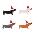 thumbnail image 3 of Adornos navideños para árbol de Navidad, forma de perro salchicha, adorno colgante para ventana, 4 piezas, n.º 4286, 3 of 4