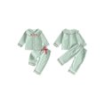 thumbnail image 2 of RUINIXCW Toddler Baby Girls Striped Pajamas Set Kids Little Girls Spring Fall Winter PJS Sleepwear Cherry Peter Pan Collar Long Sleeve Tops Pants Set, 2 of 10