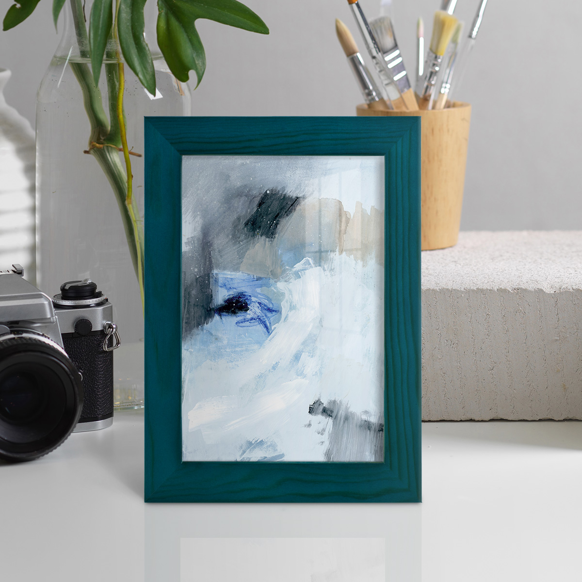 Welle I - Framed Print w/glass - Ocean Blue