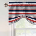 thumbnail image 5 of Tie Up Valances for Windows, Red Navy Blue Striped Adjustable Valance Curtains Window Treatment for Living Room, Farmhouse Stripes Modern Abstract Art Rod Pocket Kitchen Curtains & Drapes 42x18 Inch, 5 of 9