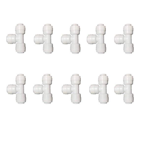 MALIDA Union tee 1/4"OD Push Tube Quick push to Connect Fittings for Water Purifiers RO Reverse Osmosis Systems. (10 Pack)¡­
