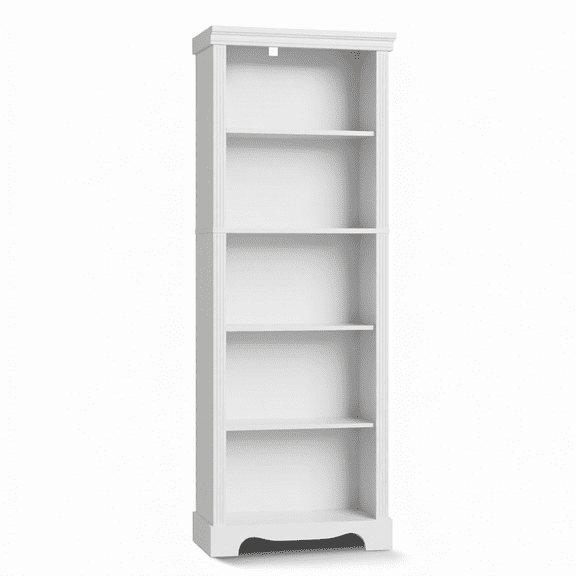 5-Tier Bookshelves and Bookcases, 61.1 inch Tall Bookshelf with Ample Storage Space, Wooden Bookcase, Modern Bookshelf for Study Room, Living Room, Home Office, Bedroom (White)