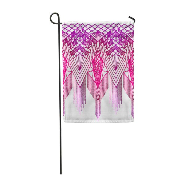 SIDONKU American Floral with Fringe Border Knitted Woven Macrame in Boho Style Brocade Garden Flag Decorative Flag House Banner 28x40 inch