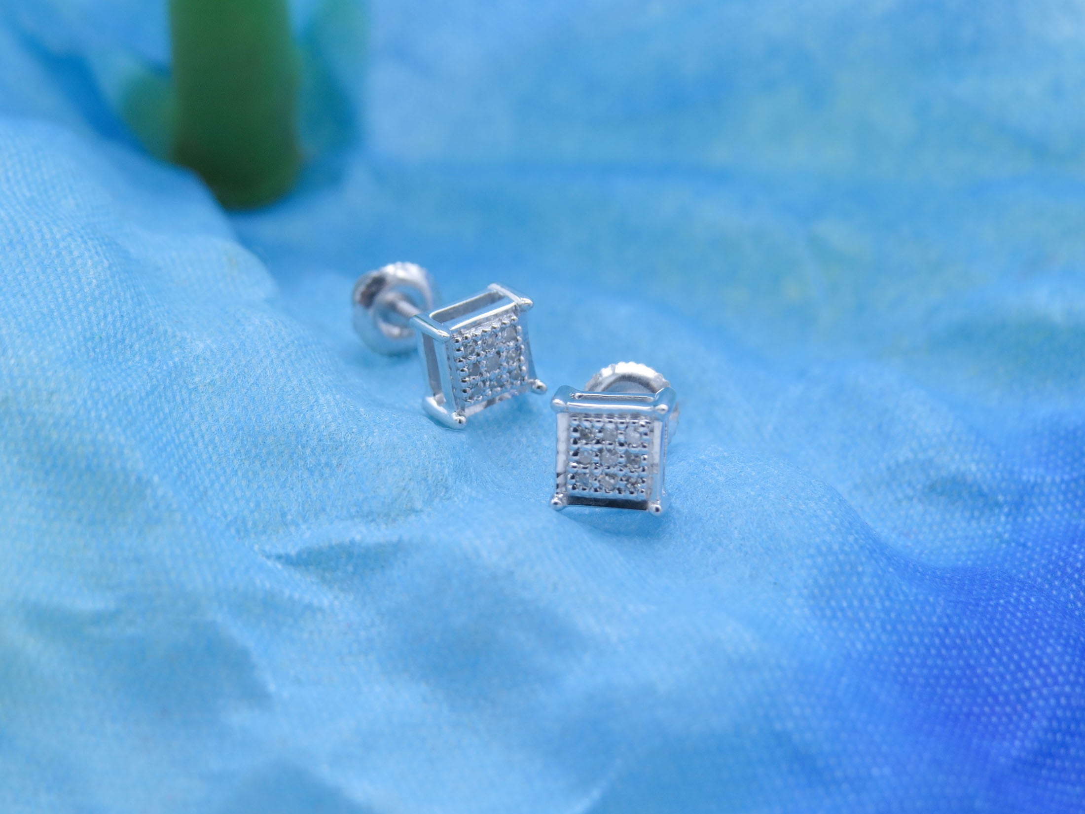 Dazzlingrock Collection 0.05 CT Round White Diamond Iced Stud Earrings for Men, Sterling Silver
