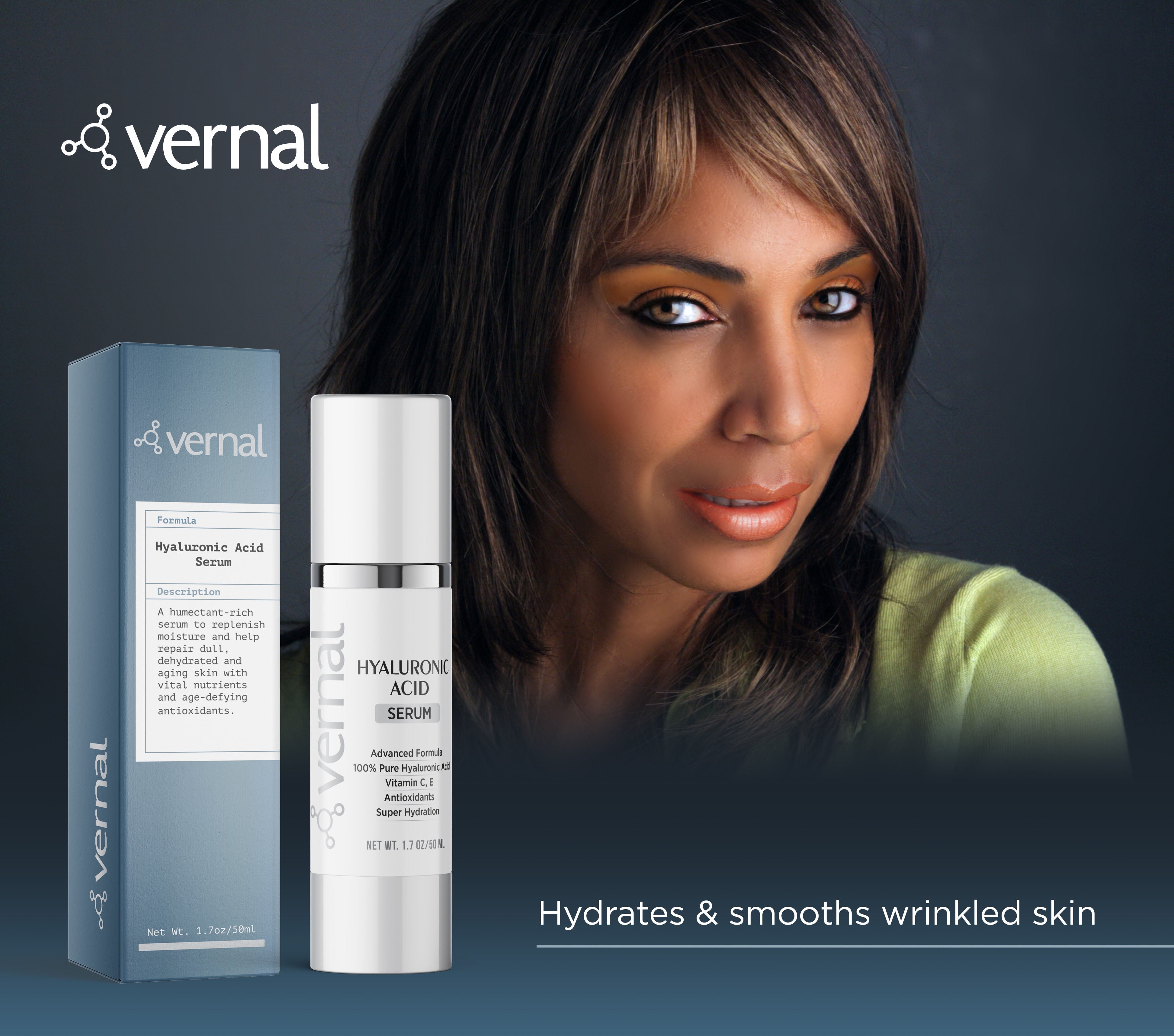 Vernal Hyaluronic Acid Serum - Rich With Vitamins C, E and Age-Defying Antioxidants - Best Anti Wrinkle, Anti Aging Face Serum that Lifts and Firms Skin