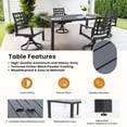 thumbnail image 4 of Modern Classic 5PC Outdoor Patio Dining Set, A Rectangular Table & Four Swivel Rock Dining Chairs, Cast Aluminum, Rust-Free, Textured Ember Black, Sunbrella Cushion, Weather-Resistant, for Garden, 4 of 8