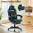 thumbnail image 3 of MIUUKA Chaise de Gaming, Chaise de Bureau Ergonomique à Dossier Haut en Cuir PU Confortable, Hauteur Réglable & Pivotement à 360° & Repose-Pieds Rétractable, Soutien Lombaire et Appuie-Tête, pour Bureau, Chambre, Salle de Jeux, Noir & Bleu, 3 of 7
