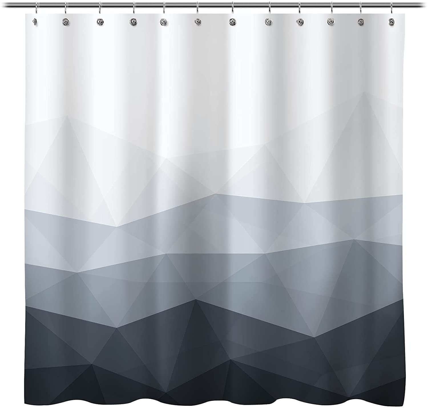 PEVA Blue Mosaic Print Shower Curtain Hooks 12 Rings 180 x 180cm NEW 