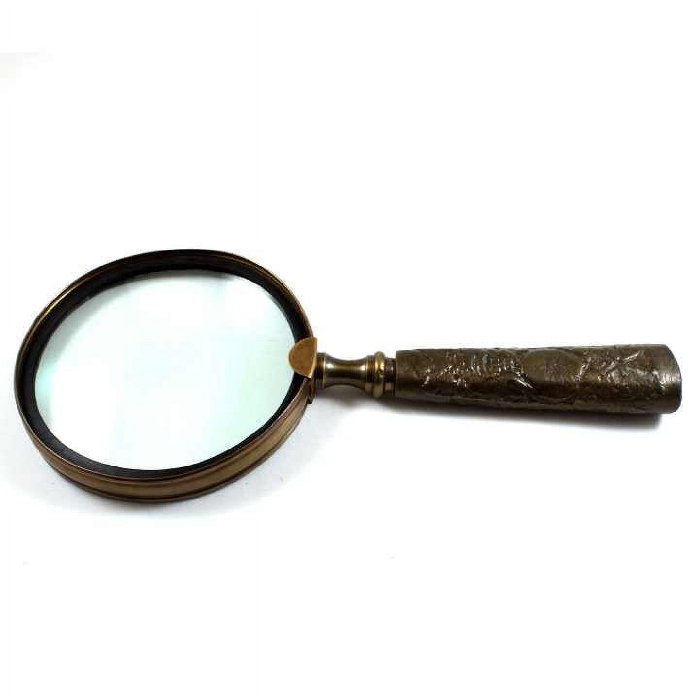 Antique Vintage Nautical Hand Held Magnifier 4\" Brass Metal Alloy Lens with Beautiful Handle Grip