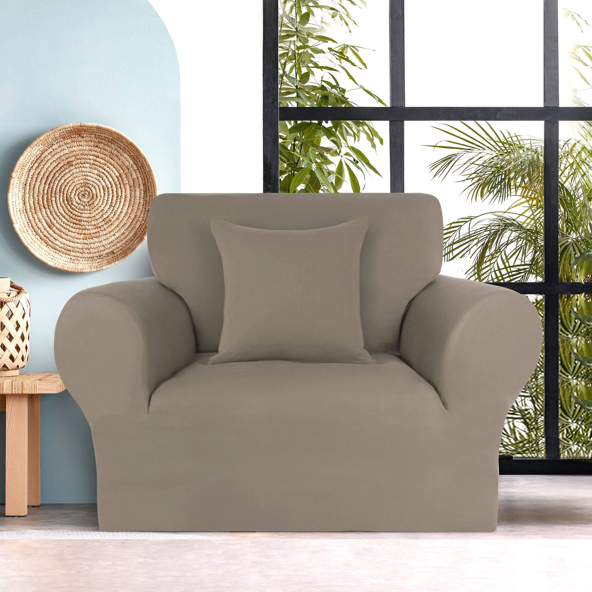 Unique Bargains Solid 1/2/3 Seater Sofa Cover Stretch Couch Slipcover Beige Armchair