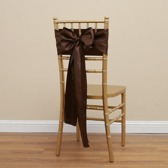XmhyTop-A Brown Chair Ribbons Back Sash - 17x275cm Polyester Decorative Sashes for Dining Chairs, 4 Pcs