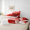 thumbnail image 5 of Manfei Vintage Red Bowknot Bedding Comforter Set 7-Piece, Oil Printing Artwork King Bedding Sets, Teens Girls Kids Reversible Bed Sheets, Super Cozy Room Decor, 5 of 7