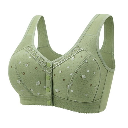 Ovticza Women s Plus Size Full Coverage Front Closure Posture Back Wireless Double Support Minimizer Bra Green 48