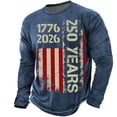 thumbnail image 4 of 250 Anniversary Usa Shirt Anniversary Graphic T Shirt Commemorative Print Casual Long Sleeve Mens Tees Blue XXL, 4 of 5