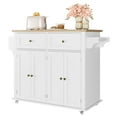 thumbnail image 2 of Danolapsi Kitchen Island Car with Storage, Wood Top Rolling Mobile Carts on Wheels with Drawer and Storage Cabinet, 2 of 6