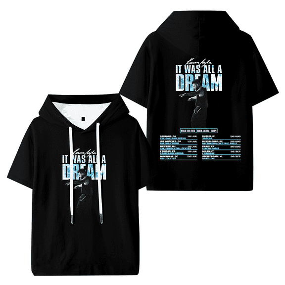 Karan Aujla It Was All A Dream Tour Hooded T-shirt Women Men Fashion Short Sleeve Tee Casual Streetwear Clothes