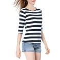 thumbnail image 4 of INSPIRE CHIC T-Shirt pour Femme Fête des Mères Non Doublé Col Rond Manches au Coude Coupe Ajustée Décontracté m Blanc Bleu Foncé, 4 of 8