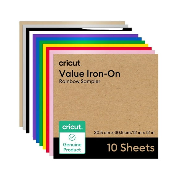 Cricut Value Heat Transfer Iron-On, Rainbow Sampler - 12 in x 12 in - 10 count