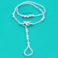 thumbnail image 3 of Tobillero con cuerda elástica de perlas de imitación, con diamantes de imitación, estrellas de mar y adornos de diamantes de imitación para el pie, adornos para traje de color turquesa azul, 3 of 6