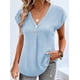 thumbnail image 4 of Camiseta holgada con botones y cuello en V para mujer, Top informal de manga corta con murciélago, versión coreana, novedad de verano, 4 of 5