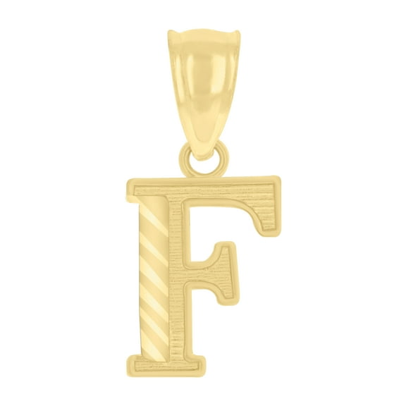 10kt Real Yellow Gold Unisex Initial Letter "F" Charm Pendant