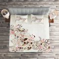 thumbnail image 2 of Ambesonne Abstract Quilted Coverlet 3 Pcs, Floral Horse Paisley, King Size, Green Brown Pink, 2 of 2