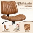 thumbnail image 4 of COOLHUT Home Office Chair, Armless Adjustable Height Small Office Desk Chair, PU Leather Swivel Computer Chair, Modern Walnut Bentwood Chair for Office, Reading Meeting Room, Makeup Vanity, Brown, 4 of 10