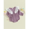 thumbnail image 3 of Suealasg Infant Girls Spring Rompers Baby Girls Clothes Newborn Crew Neck Long Sleeve Lace Ruffle Bodysuits 3M 6M 12M 18M Toddler Autumn One Piece Jumpsuits, 3 of 8