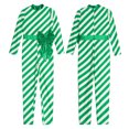 thumbnail image 6 of Zaldita Girls Boys Christmas Candy Cane Costume Long Sleeve Bow-knot Jumpsuit Striped Dance Unitard Green 14, 6 of 7